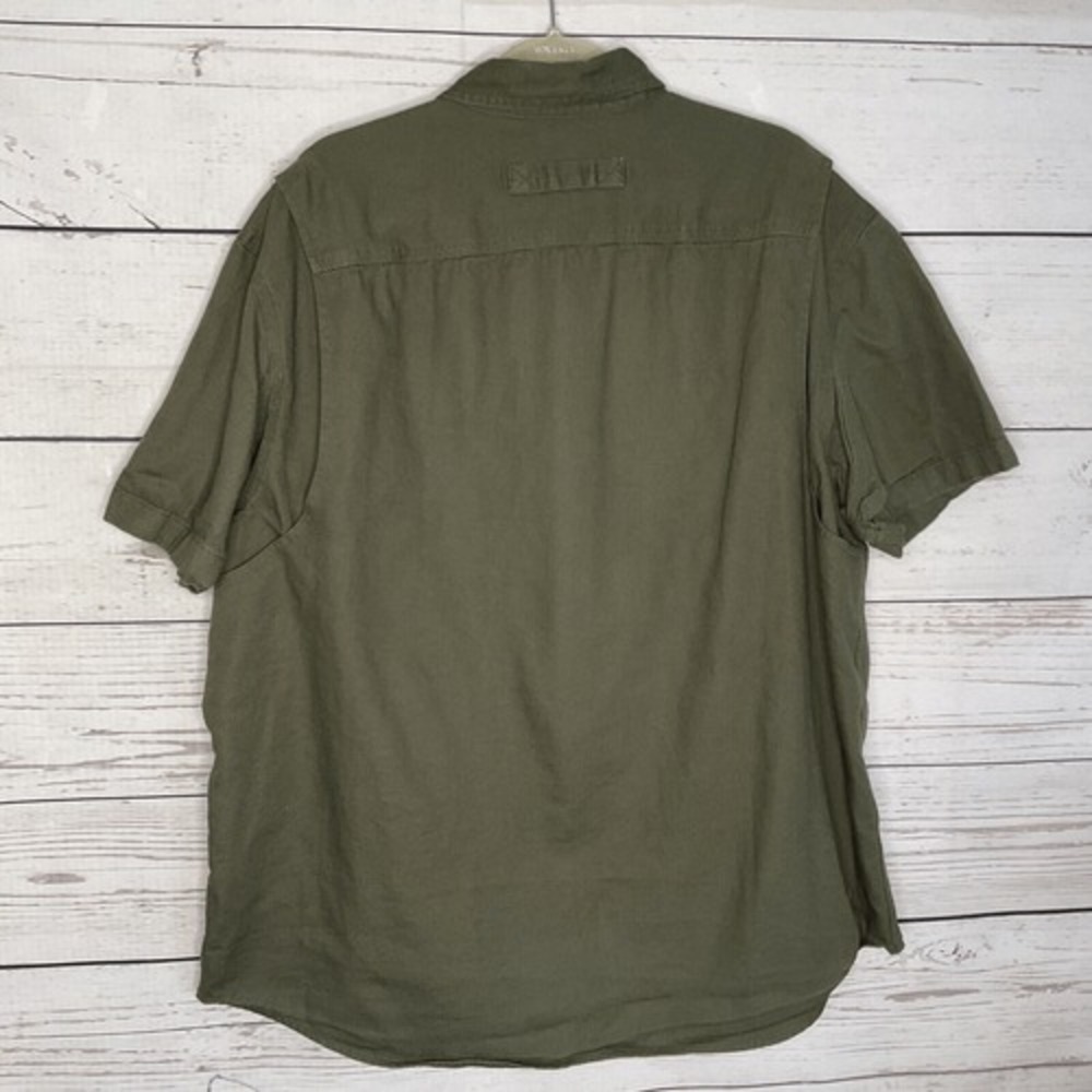Men's Olive Casual Button Down Shirt - Picture 11 of 13